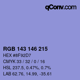颜色代码: RGB 143 146 215 | qconv.com
