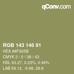 カラーコード: RGB 143 146 91 | qconv.com