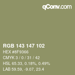 カラーコード: RGB 143 147 102 | qconv.com