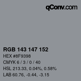 Color code: RGB 143 147 152 | qconv.com