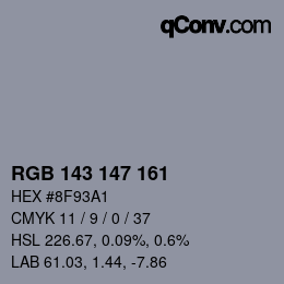 Color code: RGB 143 147 161 | qconv.com