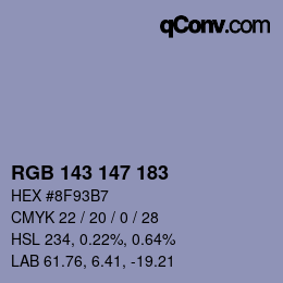 Color code: RGB 143 147 183 | qconv.com