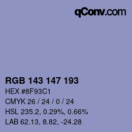 カラーコード: RGB 143 147 193 | qconv.com