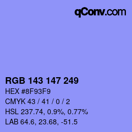 カラーコード: RGB 143 147 249 | qconv.com