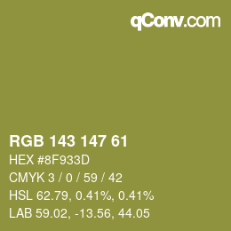 カラーコード: RGB 143 147 61 | qconv.com