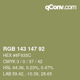 カラーコード: RGB 143 147 92 | qconv.com
