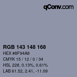 カラーコード: RGB 143 148 168 | qconv.com