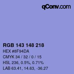 カラーコード: RGB 143 148 218 | qconv.com