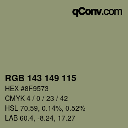 カラーコード: RGB 143 149 115 | qconv.com