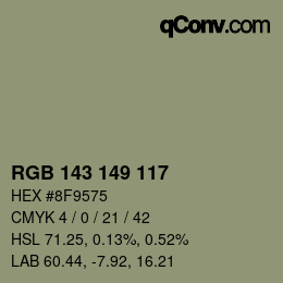 颜色代码: RGB 143 149 117 | qconv.com