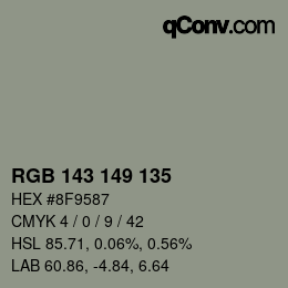 颜色代码: RGB 143 149 135 | qconv.com