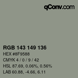 颜色代码: RGB 143 149 136 | qconv.com