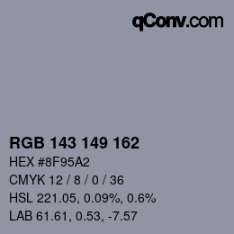 Color code: RGB 143 149 162 | qconv.com