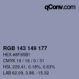 Color code: RGB 143 149 177 | qconv.com