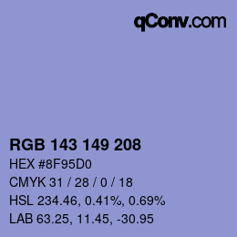 Color code: RGB 143 149 208 | qconv.com