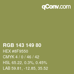 カラーコード: RGB 143 149 80 | qconv.com