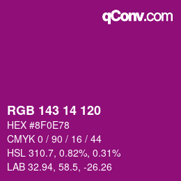 カラーコード: RGB 143 14 120 | qconv.com