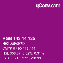 Color code: RGB 143 14 125 | qconv.com