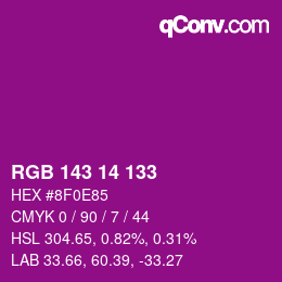 カラーコード: RGB 143 14 133 | qconv.com