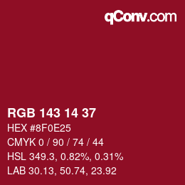 カラーコード: RGB 143 14 37 | qconv.com