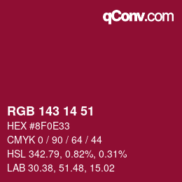 Color code: RGB 143 14 51 | qconv.com
