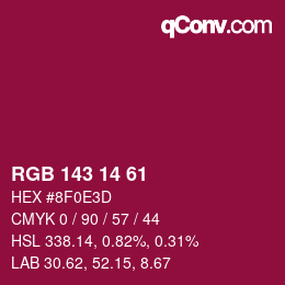 カラーコード: RGB 143 14 61 | qconv.com