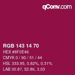 Color code: RGB 143 14 70 | qconv.com