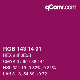 Color code: RGB 143 14 91 | qconv.com