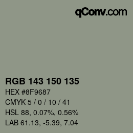 Código de color: RGB 143 150 135 | qconv.com
