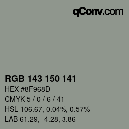 カラーコード: RGB 143 150 141 | qconv.com