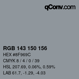 Color code: RGB 143 150 156 | qconv.com