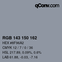 カラーコード: RGB 143 150 162 | qconv.com
