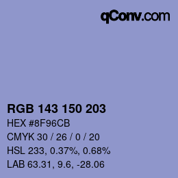Color code: RGB 143 150 203 | qconv.com
