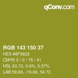 Color code: RGB 143 150 37 | qconv.com