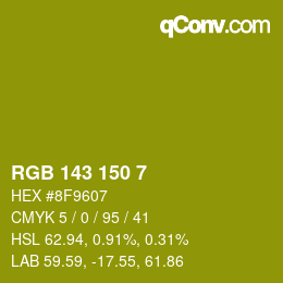 Color code: RGB 143 150 7 | qconv.com