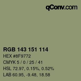 Color code: RGB 143 151 114 | qconv.com