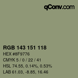 カラーコード: RGB 143 151 118 | qconv.com