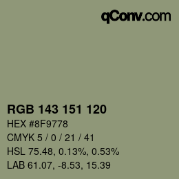 颜色代码: RGB 143 151 120 | qconv.com