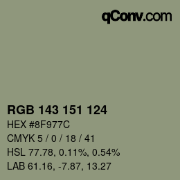 カラーコード: RGB 143 151 124 | qconv.com