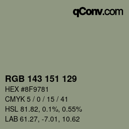 カラーコード: RGB 143 151 129 | qconv.com