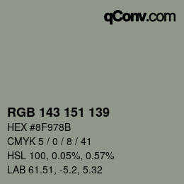 Color code: RGB 143 151 139 | qconv.com