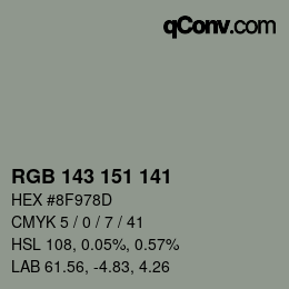 Color code: RGB 143 151 141 | qconv.com