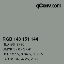 カラーコード: RGB 143 151 144 | qconv.com