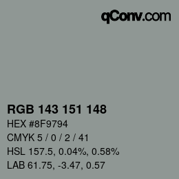 Color code: RGB 143 151 148 | qconv.com