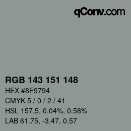 Color code: RGB 143 151 148 | qconv.com