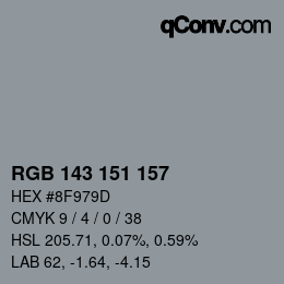 Color code: RGB 143 151 157 | qconv.com