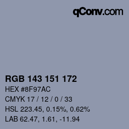 Color code: RGB 143 151 172 | qconv.com