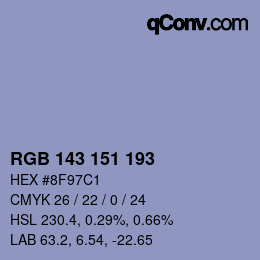 Color code: RGB 143 151 193 | qconv.com