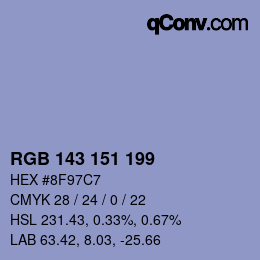 Color code: RGB 143 151 199 | qconv.com