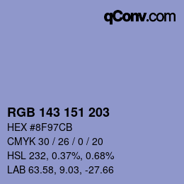 Color code: RGB 143 151 203 | qconv.com